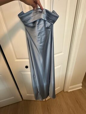 Altar'd State Strapless Satin Slip Dress in Light Blue